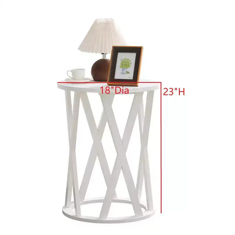 Table d'appoint demi-lune ou ronde avec motif en X, accent moderne pour salon ou chambre à coucher