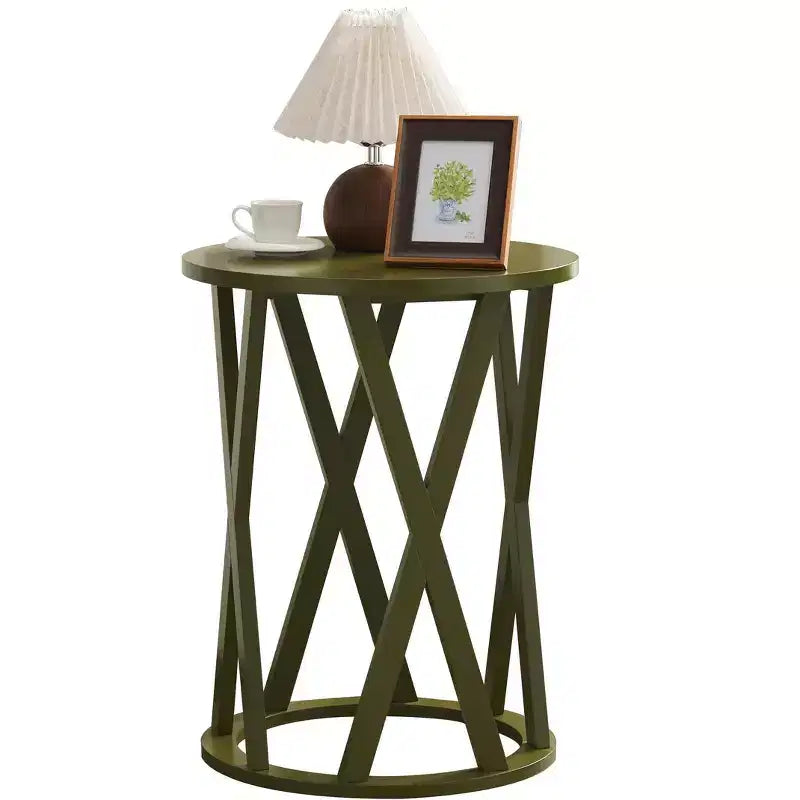 Table d'appoint demi-lune ou ronde avec motif en X, accent moderne pour salon ou chambre à coucher