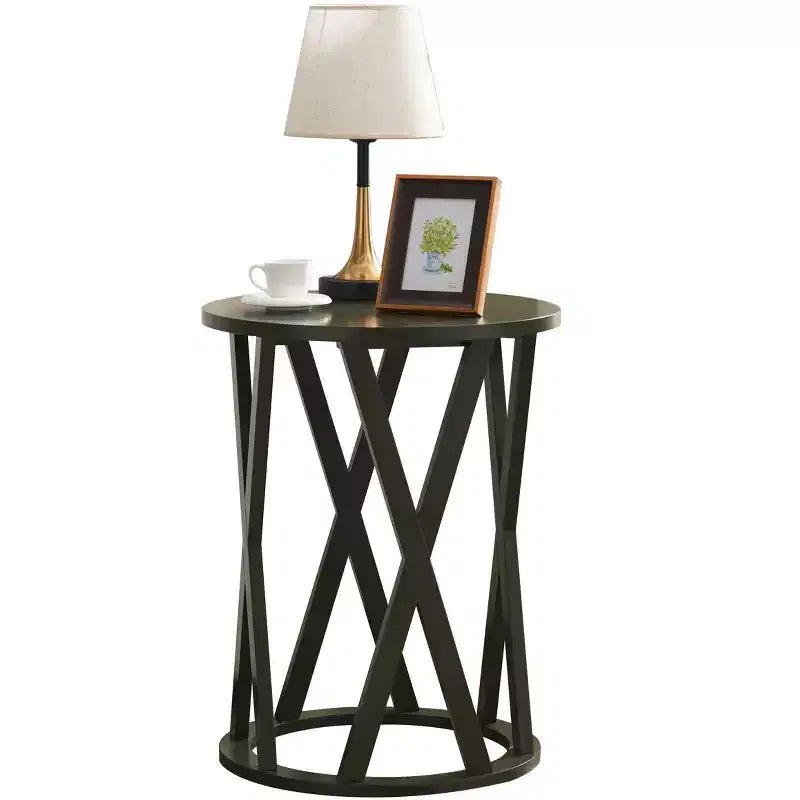 Table d'appoint demi-lune ou ronde avec motif en X, accent moderne pour salon ou chambre à coucher