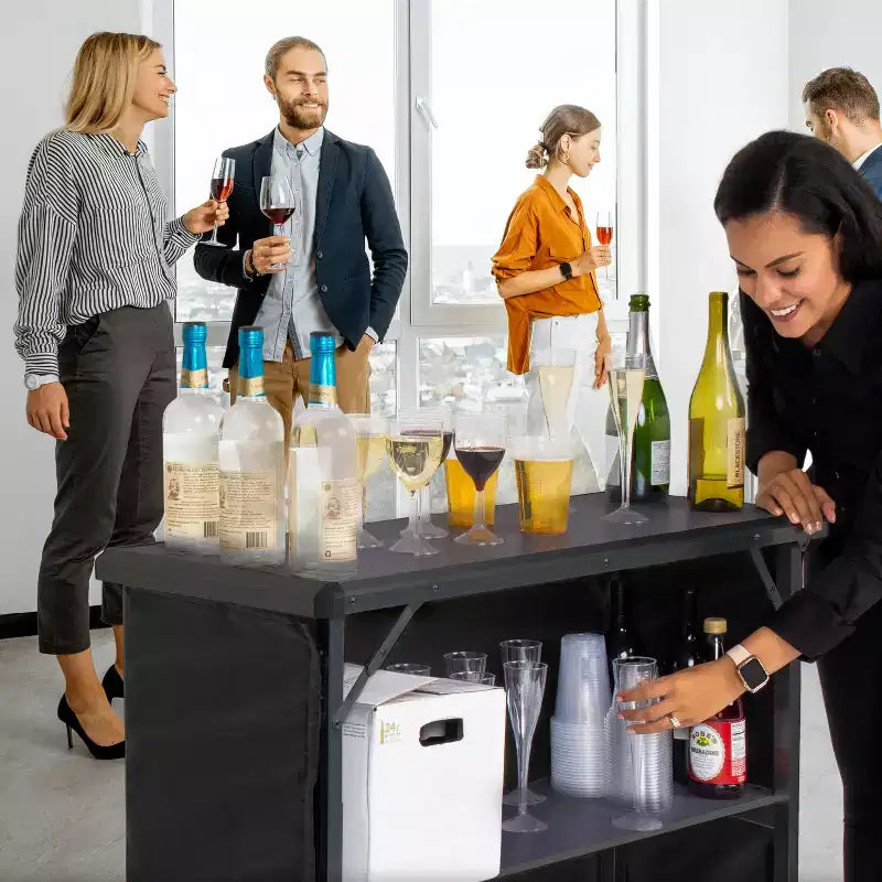 Table de bar portable pour événements - Station de bar mobile pop-up avec étui de transport de voyage