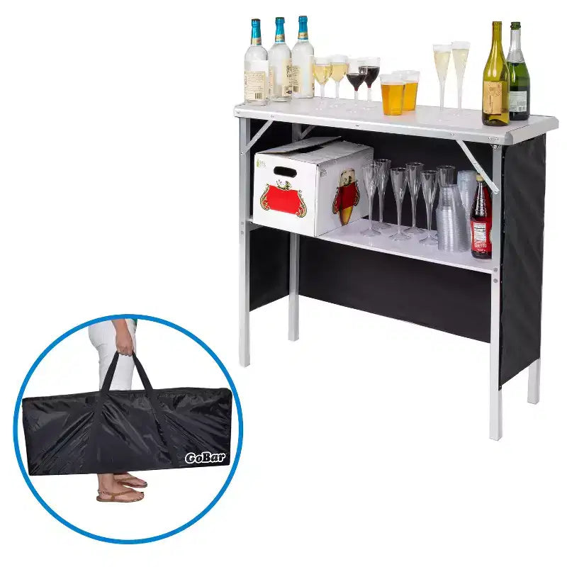 Table de bar portable pour événements - Station de bar mobile pop-up avec étui de transport de voyage
