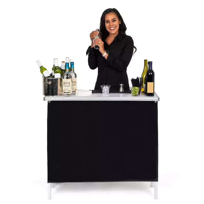 GoBar Portable Bar Table for Events - Pop Up Mobile Bartending Station with Travel Carrying Case