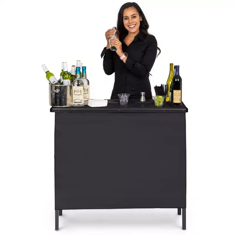 Table de bar portable pour événements - Station de bar mobile pop-up avec étui de transport de voyage