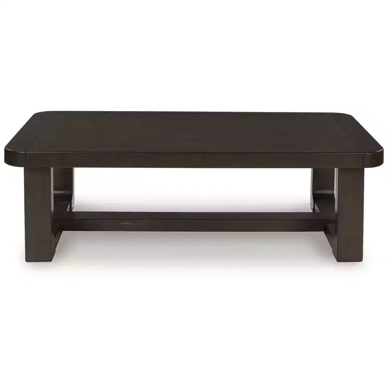 Table basse rectangulaire moderne avec rebord en bois massif, marron foncé