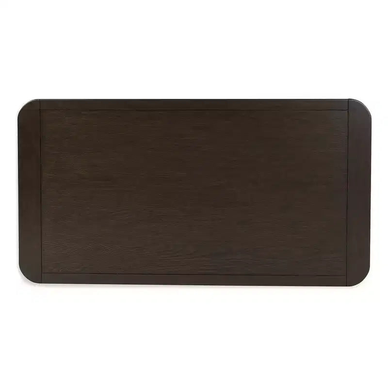 Table basse rectangulaire moderne avec rebord en bois massif, marron foncé