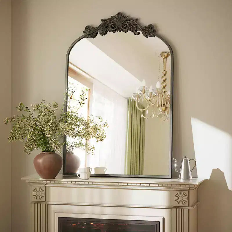 BEAUTYPEAK Arched Top Bathroom Vanity Mirrors 24x36,Black