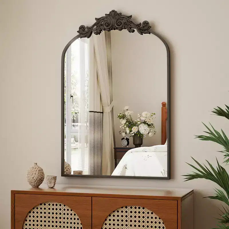 Miroirs de salle de bain à dessus arqué 24x36, Noir