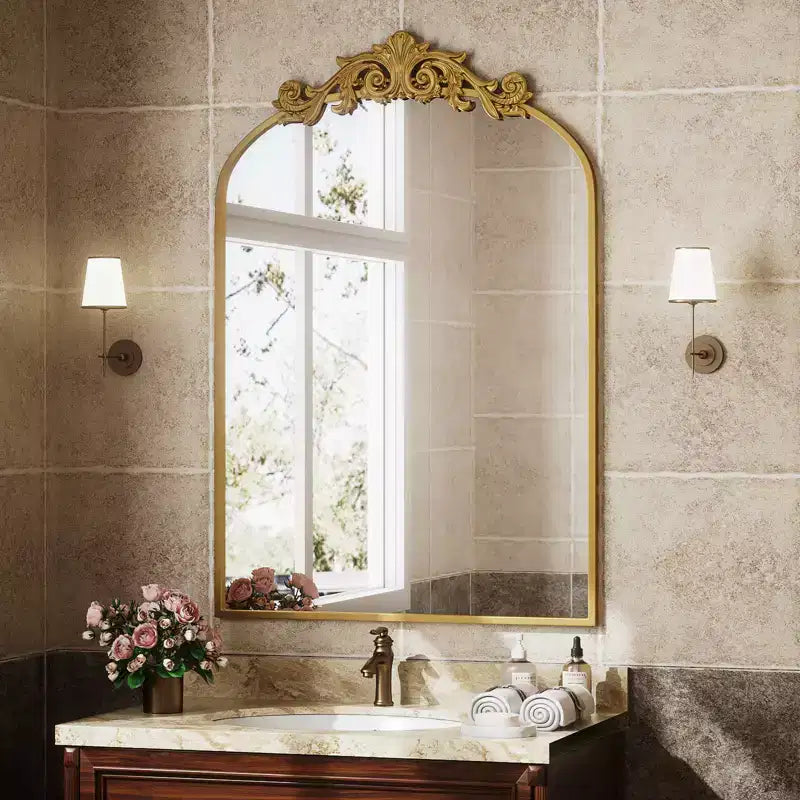 Miroirs de salle de bain à dessus arqué 24x36, Noir