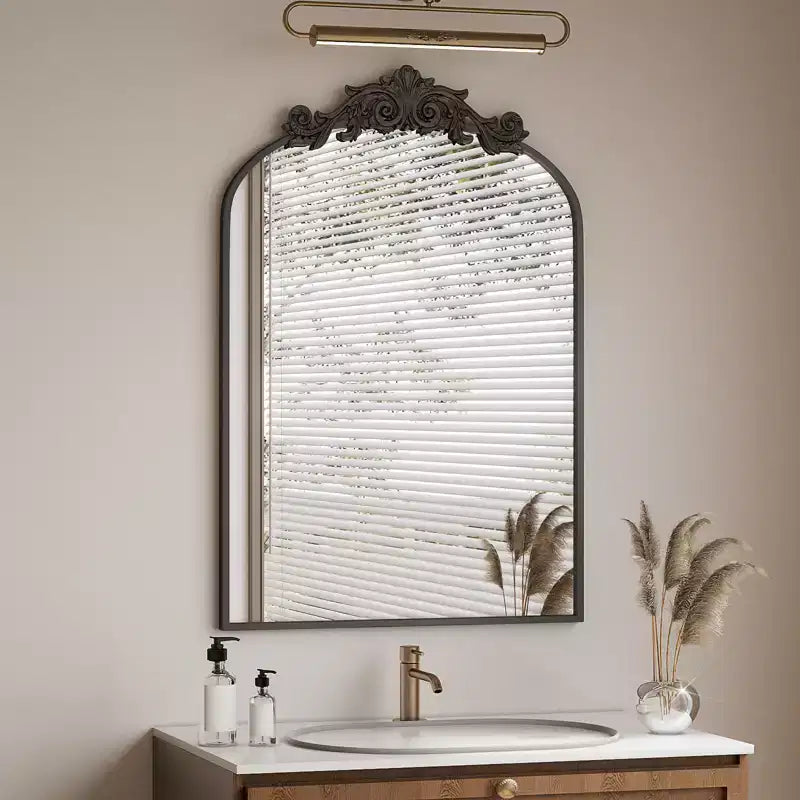 Miroirs de salle de bain à dessus arqué 24x36, Noir