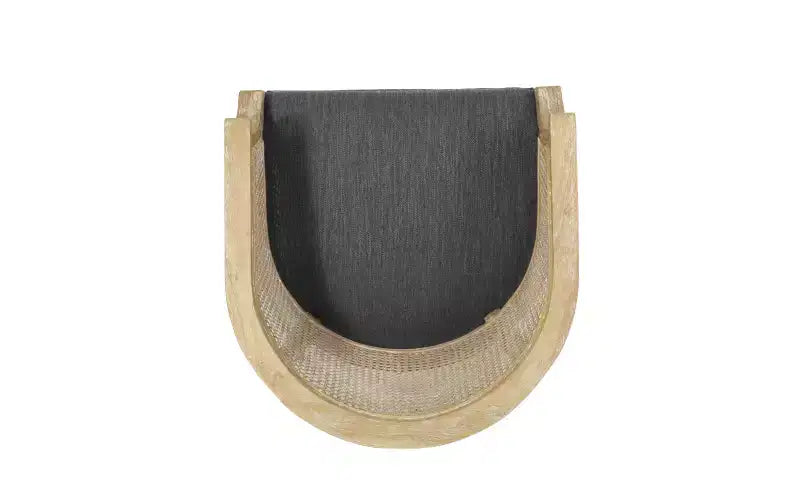 Fauteuil d'appoint en rotin de style Mid-Century avec assise rembourrée, fauteuil à accoudoirs avec cadre en bois d'hévéa massif