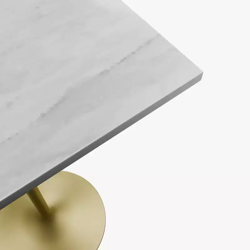 Table de salle à manger 27 pouces de hauteur de bar – Plateau en résine moderne avec piédestal doré brossé – Table de hauteur comptoir pour cuisine, maison et pub