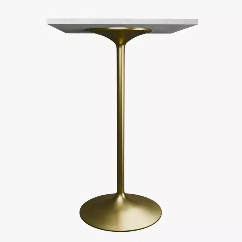 Table de salle à manger 27 pouces de hauteur de bar – Plateau en résine moderne avec piédestal doré brossé – Table de hauteur comptoir pour cuisine, maison et pub