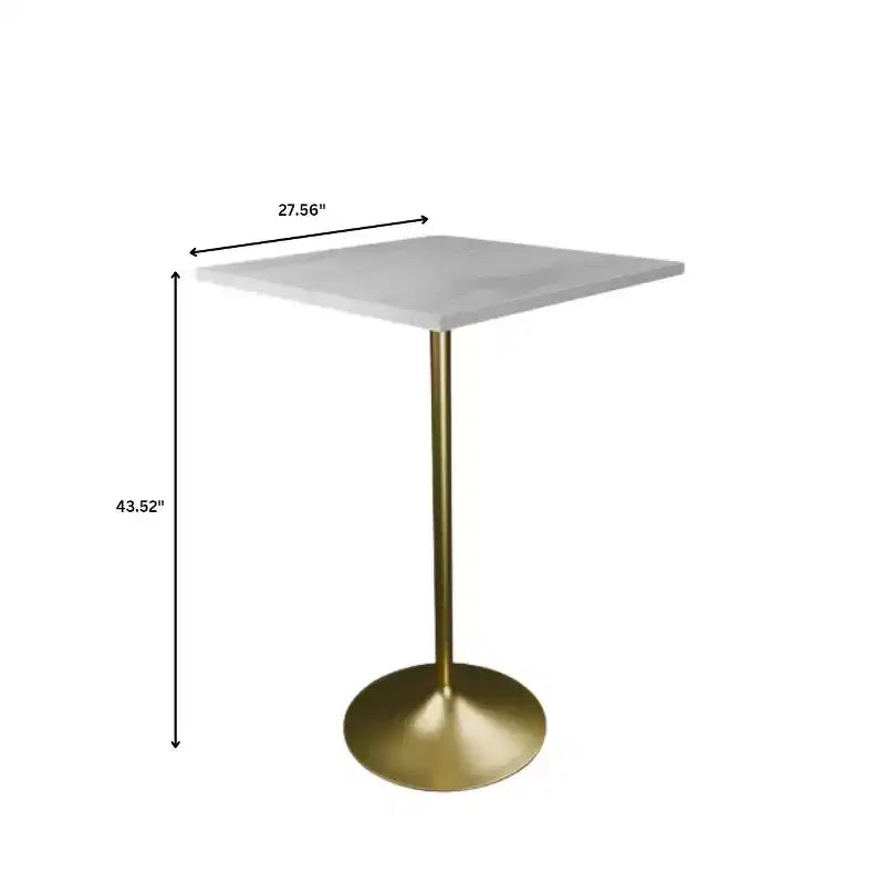 Table de salle à manger 27 pouces de hauteur de bar – Plateau en résine moderne avec piédestal doré brossé – Table de hauteur comptoir pour cuisine, maison et pub