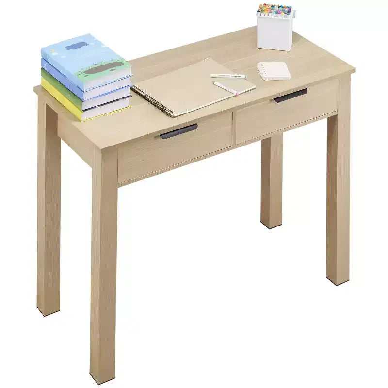 Kids Study Desk with Two Drawers for Bedroom Compact Wood Look