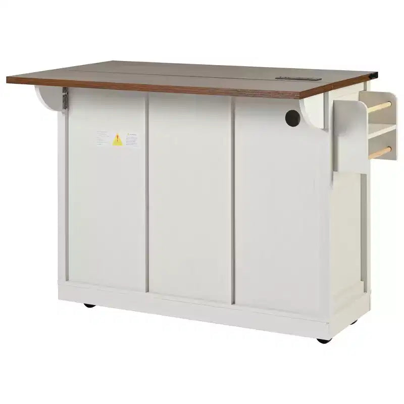 Îlot de cuisine sur roulettes avec abattant, rangements, portes coulissantes de style grange et roulettes