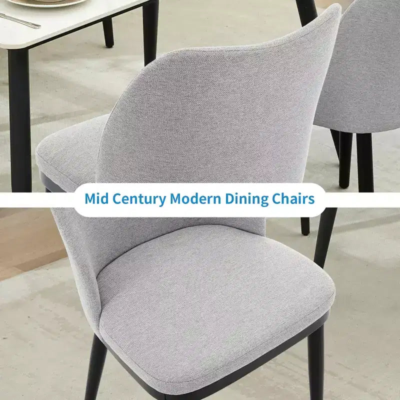 Lot de 2 chaises de salle à manger modernes rembourrées en tissu, assise rembourrée et pieds en bois robustes, assise confortable pour cuisine, restaurant, salon