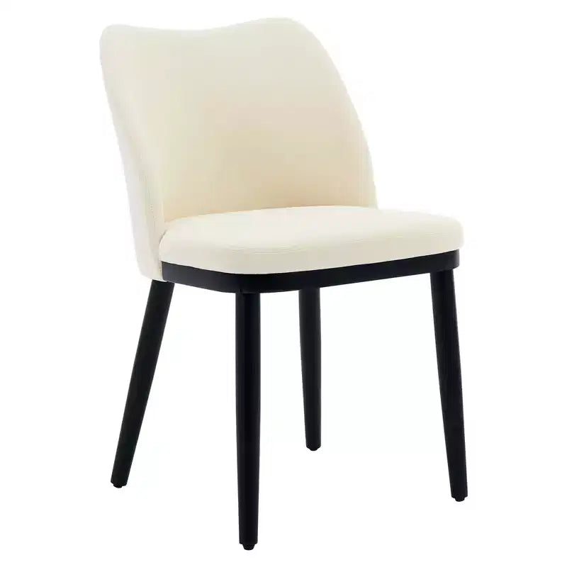 Lot de 2 chaises de salle à manger modernes rembourrées en tissu, assise rembourrée et pieds en bois robustes, assise confortable pour cuisine, restaurant, salon