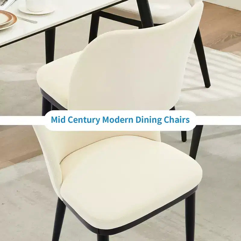 Lot de 2 chaises de salle à manger modernes rembourrées en tissu, assise rembourrée et pieds en bois robustes, assise confortable pour cuisine, restaurant, salon