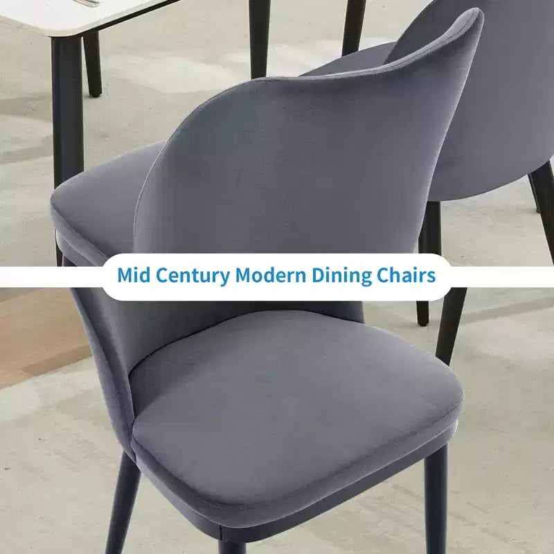 Lot de 2 chaises de salle à manger modernes rembourrées en tissu, assise rembourrée et pieds en bois robustes, assise confortable pour cuisine, restaurant, salon