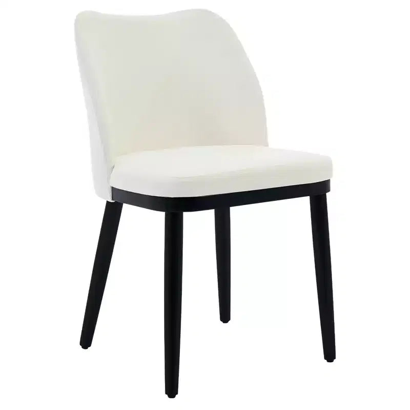 Lot de 2 chaises de salle à manger modernes rembourrées en tissu, assise rembourrée et pieds en bois robustes, assise confortable pour cuisine, restaurant, salon