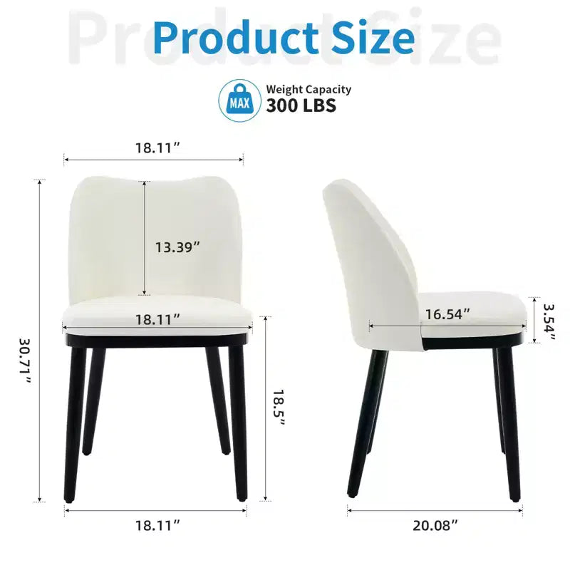 Lot de 2 chaises de salle à manger modernes rembourrées en tissu, assise rembourrée et pieds en bois robustes, assise confortable pour cuisine, restaurant, salon