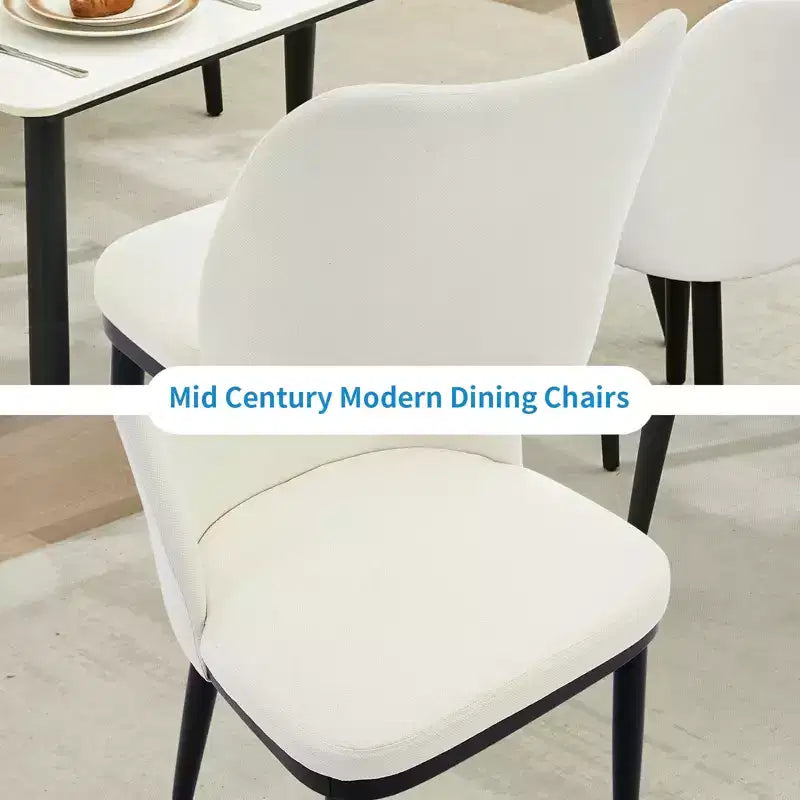 Lot de 2 chaises de salle à manger modernes rembourrées en tissu, assise rembourrée et pieds en bois robustes, assise confortable pour cuisine, restaurant, salon