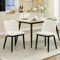 Set of 2 Modern Upholstered Fabric Dining Side Chairs, Padded Seat &amp; Sturdy Wood Legs, Comfortable Seating for Kitchen Restaurant Living Room