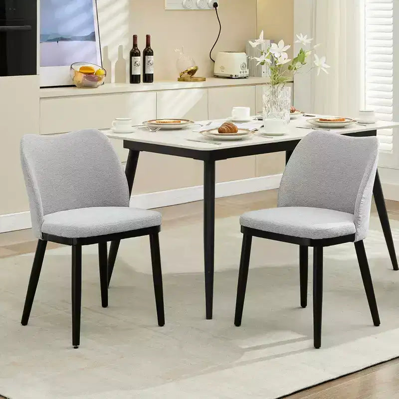 Lot de 2 chaises de salle à manger modernes rembourrées en tissu, assise rembourrée et pieds en bois robustes, assise confortable pour cuisine, restaurant, salon