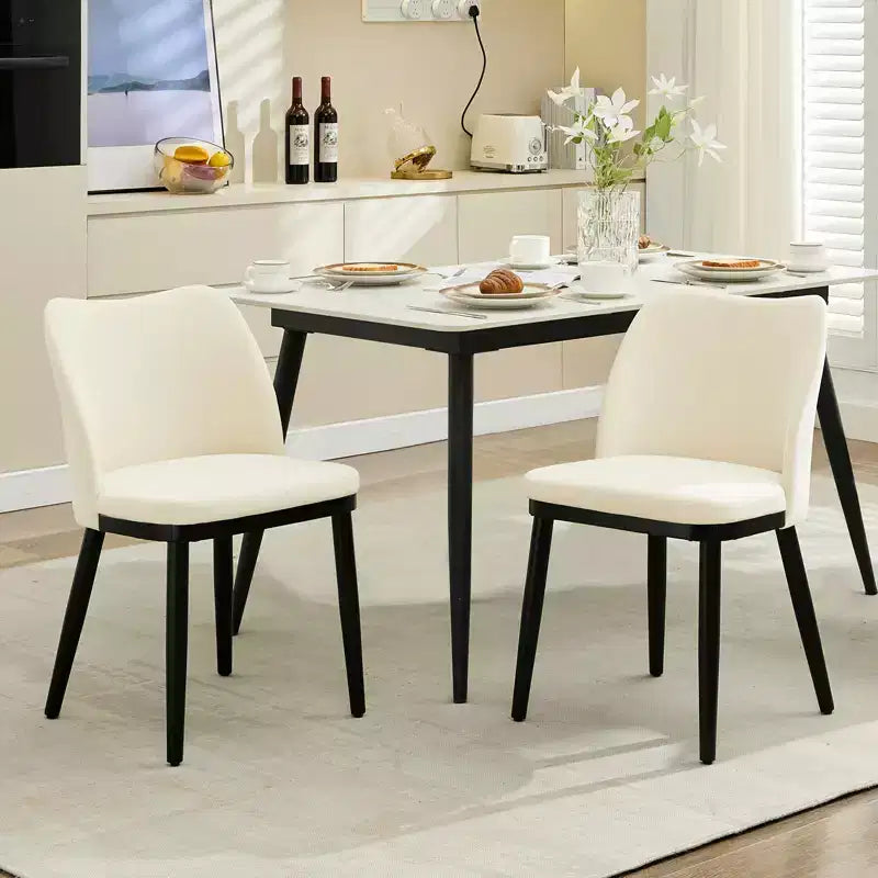 Lot de 2 chaises de salle à manger modernes rembourrées en tissu, assise rembourrée et pieds en bois robustes, assise confortable pour cuisine, restaurant, salon