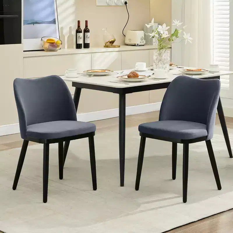 Lot de 2 chaises de salle à manger modernes rembourrées en tissu, assise rembourrée et pieds en bois robustes, assise confortable pour cuisine, restaurant, salon