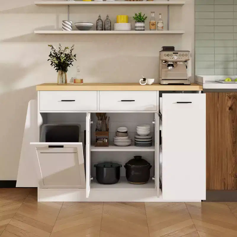 GDFStudio Tracy Multi-Functional Storage Sideboard with Hidden Trash Cabinet