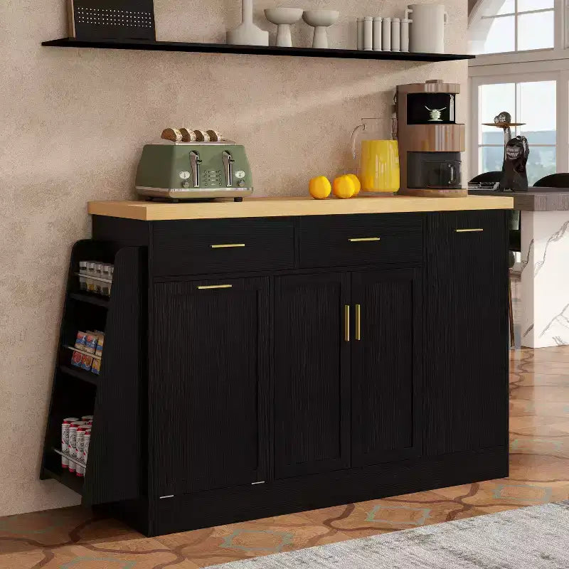 Bahut de rangement multifonctionnel avec meuble poubelle caché