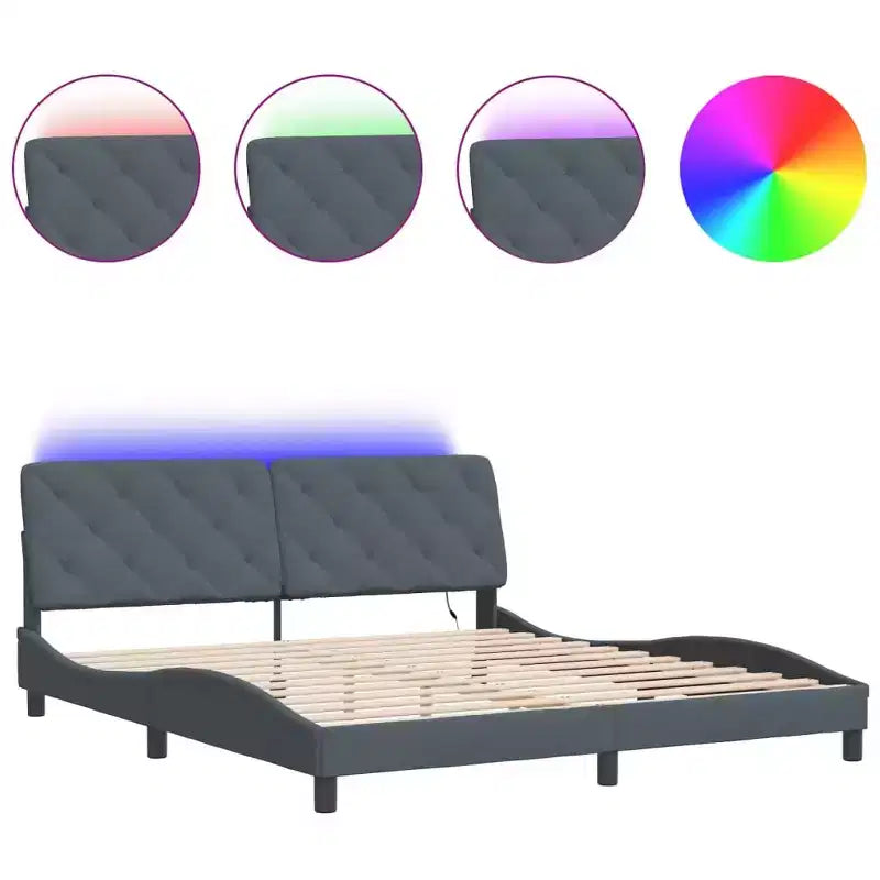 vidaXL Bed Frame with LED without Mattress 76x79.9 Velvet