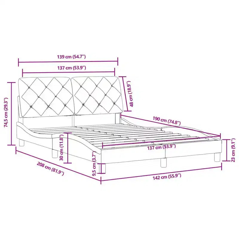Cadre de lit avec LED sans matelas
