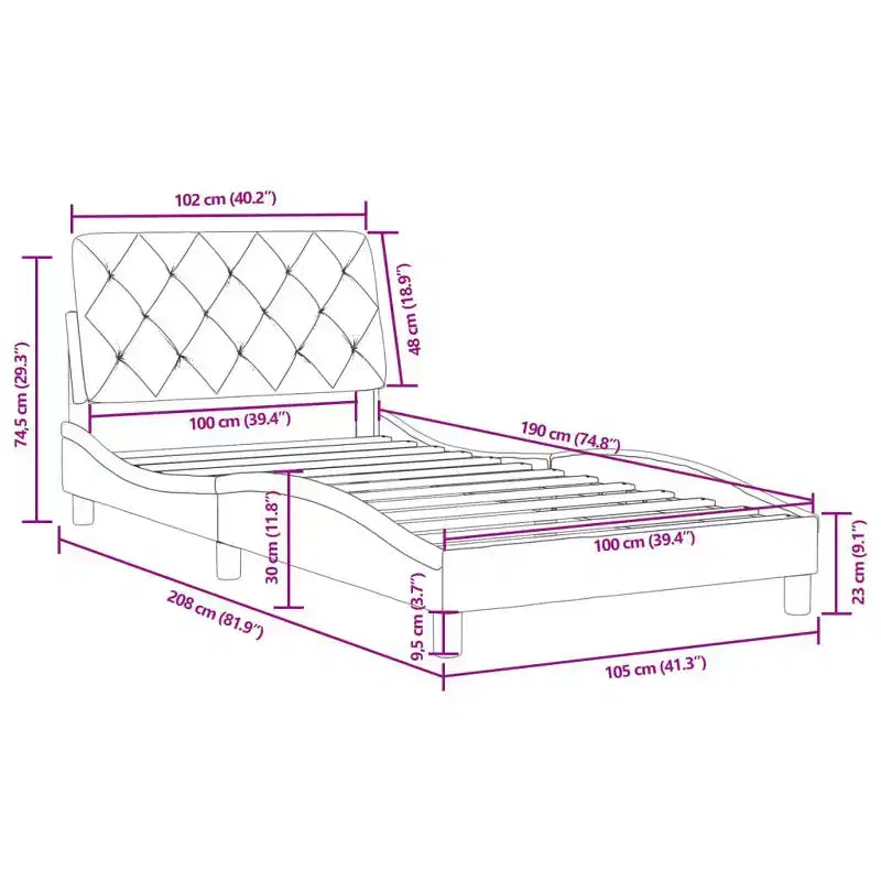 Cadre de lit avec LED sans matelas