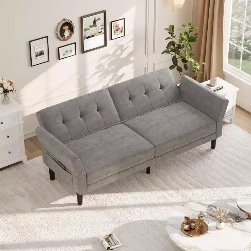 Canapé-lit futon moderne 89, dossier et accoudoirs réglables, canapé-lit convertible confortable, polyvalent pour salon, chambre à coucher, appartement