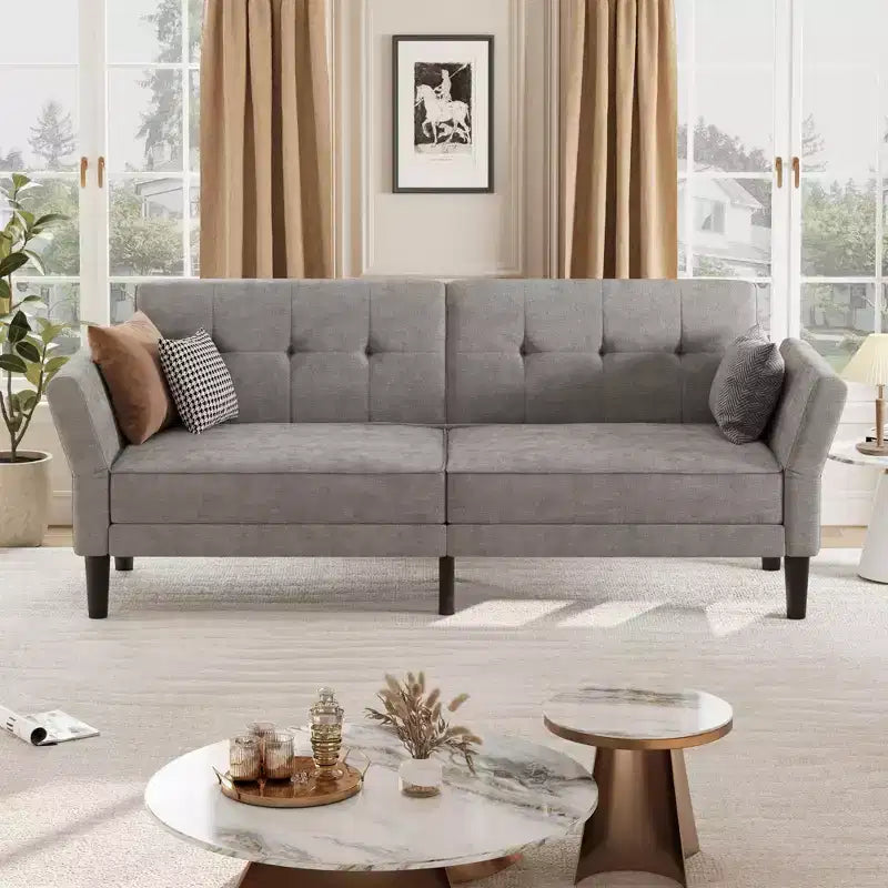 Canapé-lit futon moderne 89, dossier et accoudoirs réglables, canapé-lit convertible confortable, polyvalent pour salon, chambre à coucher, appartement