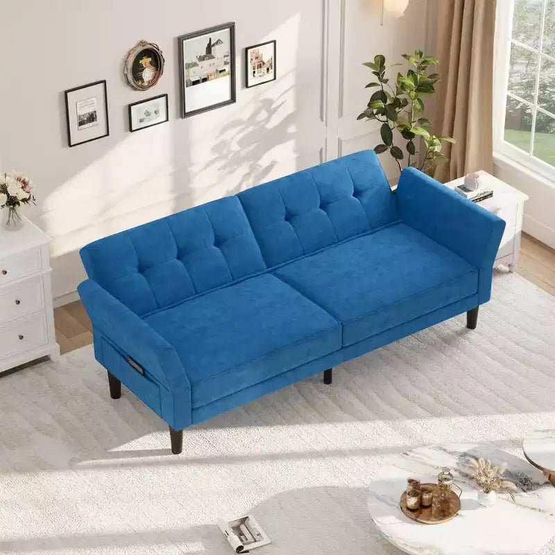 Canapé-lit futon moderne 89, dossier et accoudoirs réglables, canapé-lit convertible confortable, polyvalent pour salon, chambre à coucher, appartement