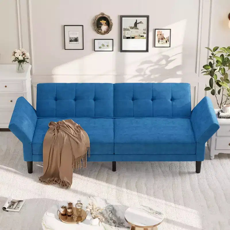 Canapé-lit futon moderne 89, dossier et accoudoirs réglables, canapé-lit convertible confortable, polyvalent pour salon, chambre à coucher, appartement