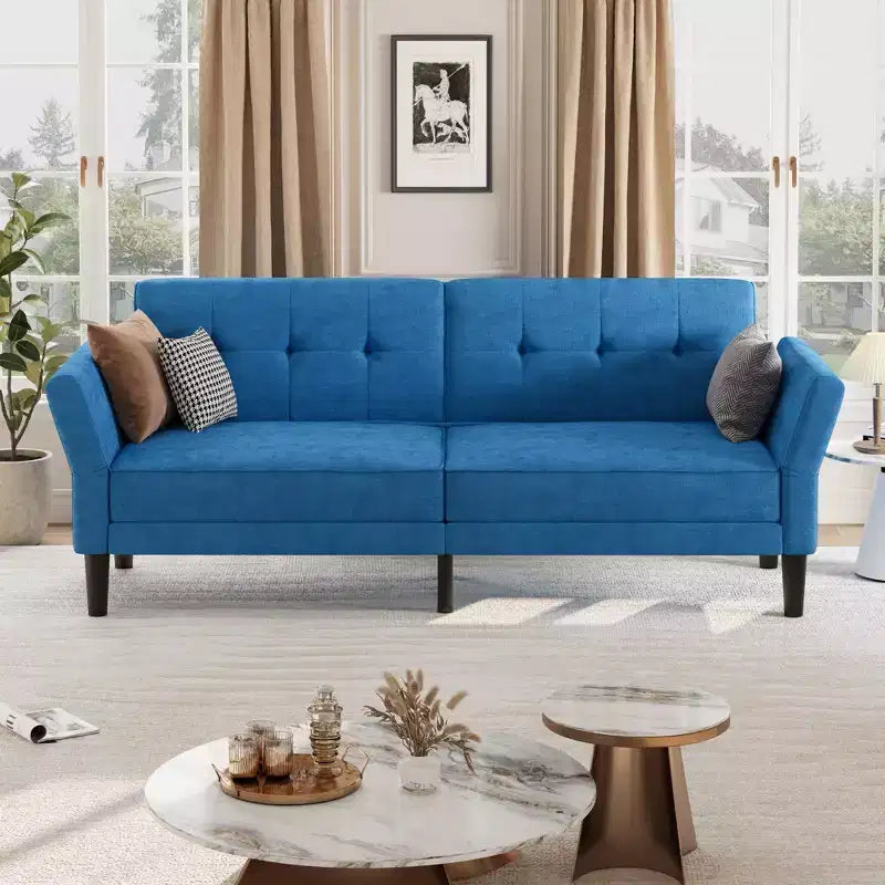Canapé-lit futon moderne 89, dossier et accoudoirs réglables, canapé-lit convertible confortable, polyvalent pour salon, chambre à coucher, appartement