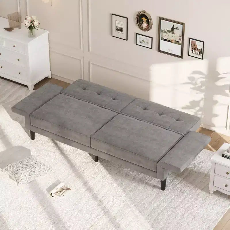 Canapé-lit futon moderne 89, dossier et accoudoirs réglables, canapé-lit convertible confortable, polyvalent pour salon, chambre à coucher, appartement