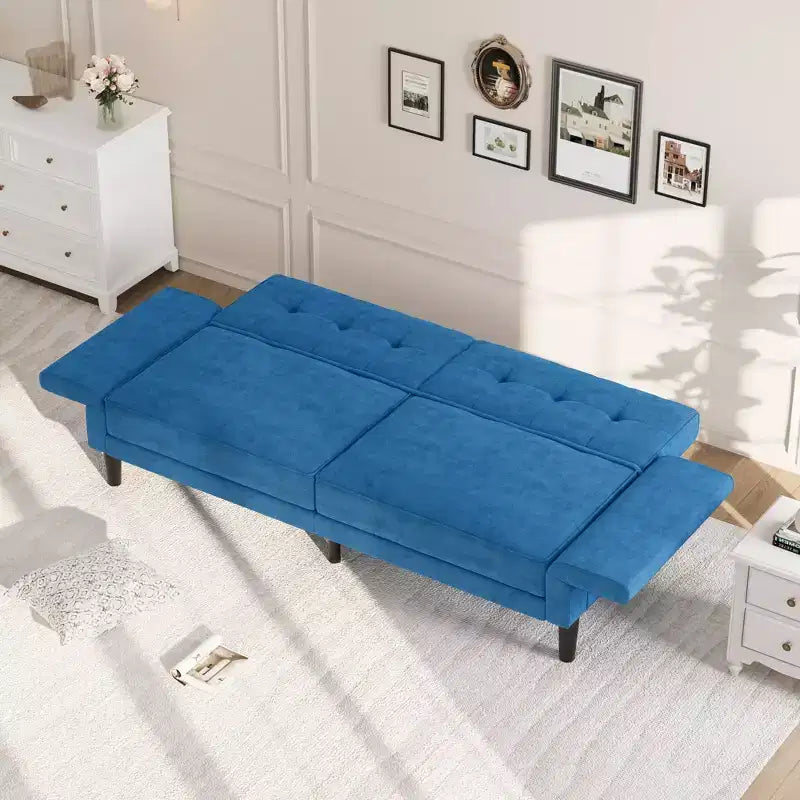 Canapé-lit futon moderne 89, dossier et accoudoirs réglables, canapé-lit convertible confortable, polyvalent pour salon, chambre à coucher, appartement