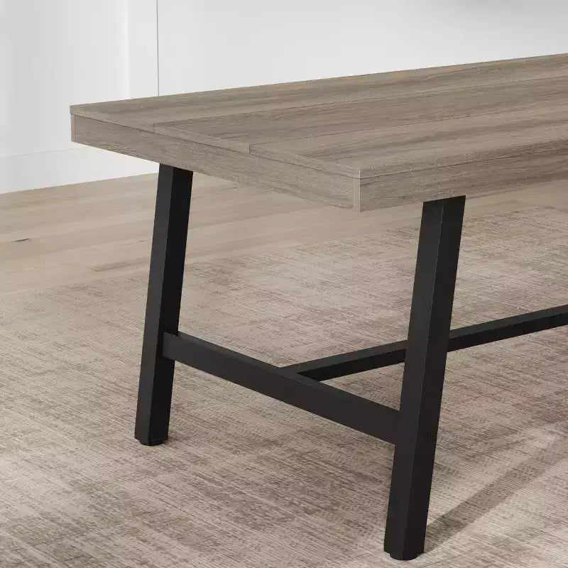 Table à manger industrielle pour 6-8 personnes, longue table en bois de 180 cm, sièges rectangulaires pour le dîner, la cuisine, la salle à manger