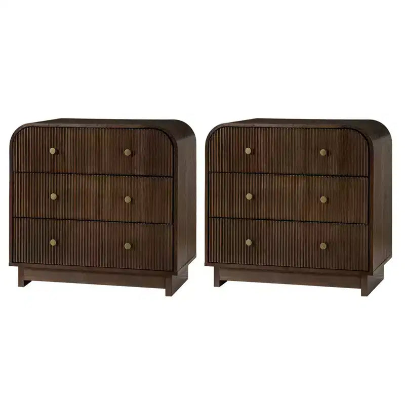 Ernest 27 Tall 3-Drawer End Tbale Set of 2 |Hulala Home-WALNUT
