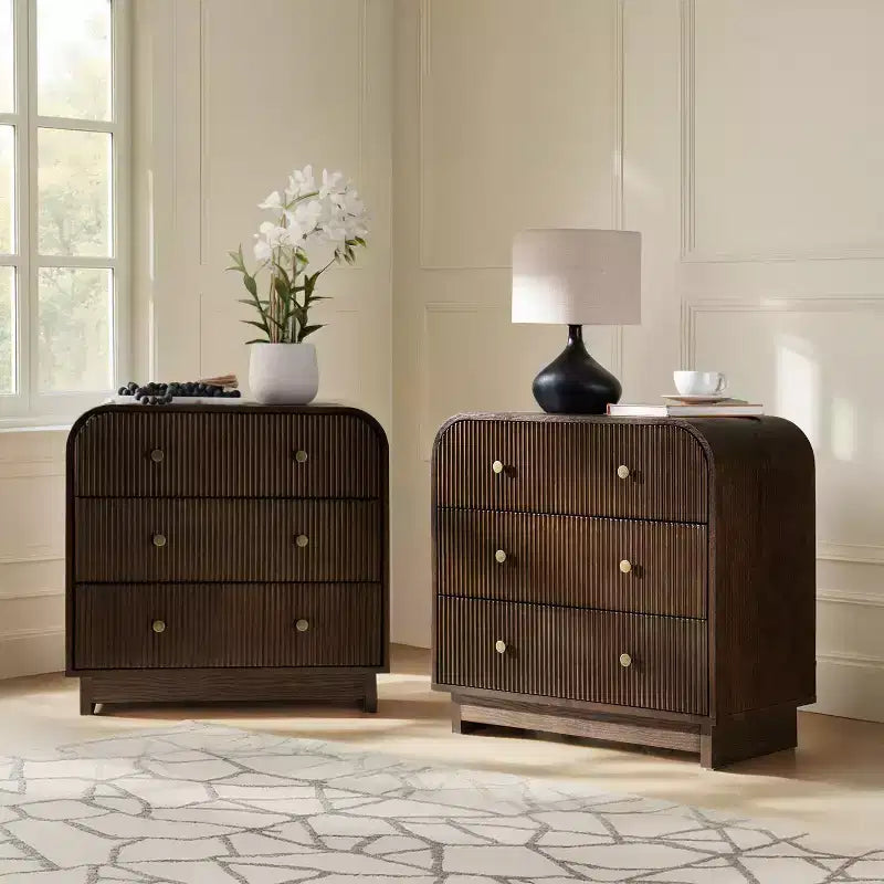 Ensemble de 2 tables de bout hautes à 3 tiroirs de 27 po