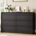46 Wide Fluted 6 Drawer Dresser for Bedroom, Large Storage Wooden Dresser with Curved Profile, Modern Chest of Drawers for Living Room