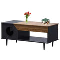 Cat House Coffee Table with Storage, 2-in-1 Modern Farmhouse Center Table &amp; Cat Furniture Condo for Living Room