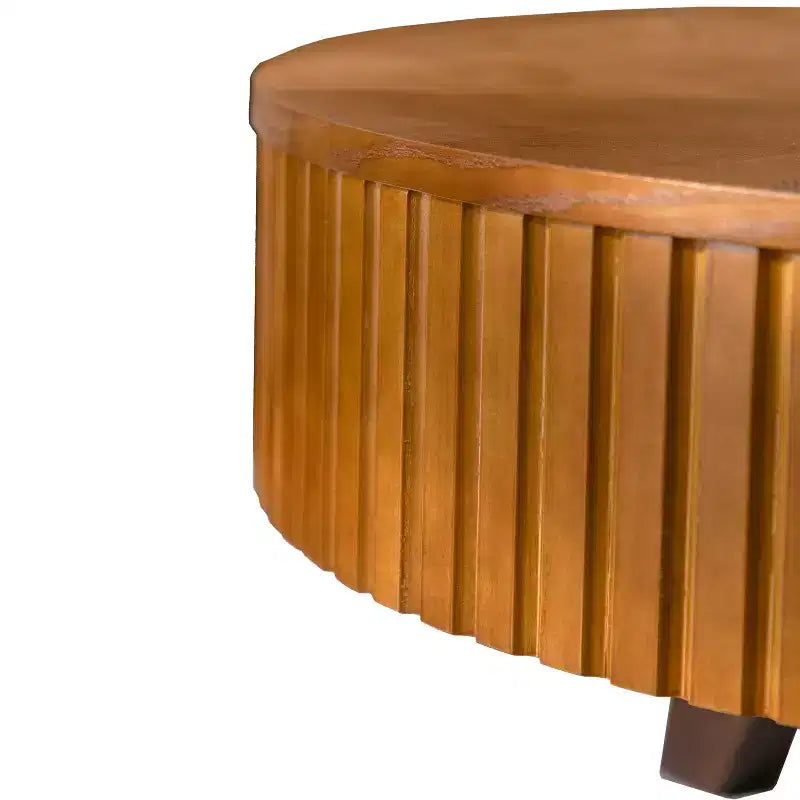 Table basse ronde rétro avec rangement dissimulé, table basse d'appoint en bois de style Mid-Century pour salon
