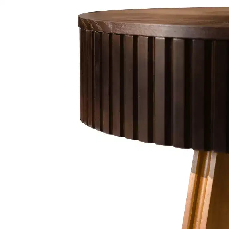 Table basse ronde rétro avec rangement dissimulé, table basse d'appoint en bois de style Mid-Century pour salon