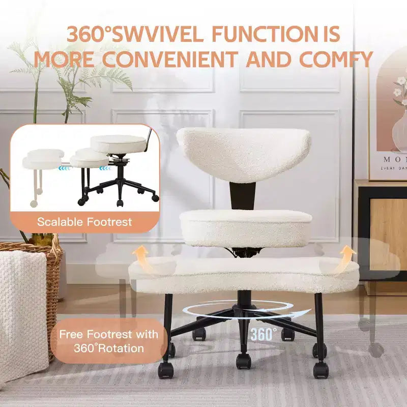 Chaise ergonomique à genoux, chaise de bureau à pieds croisés avec roulettes et support lombaire, chaise de méditation et de yoga à hauteur réglable pour TDAH et travail de bureau